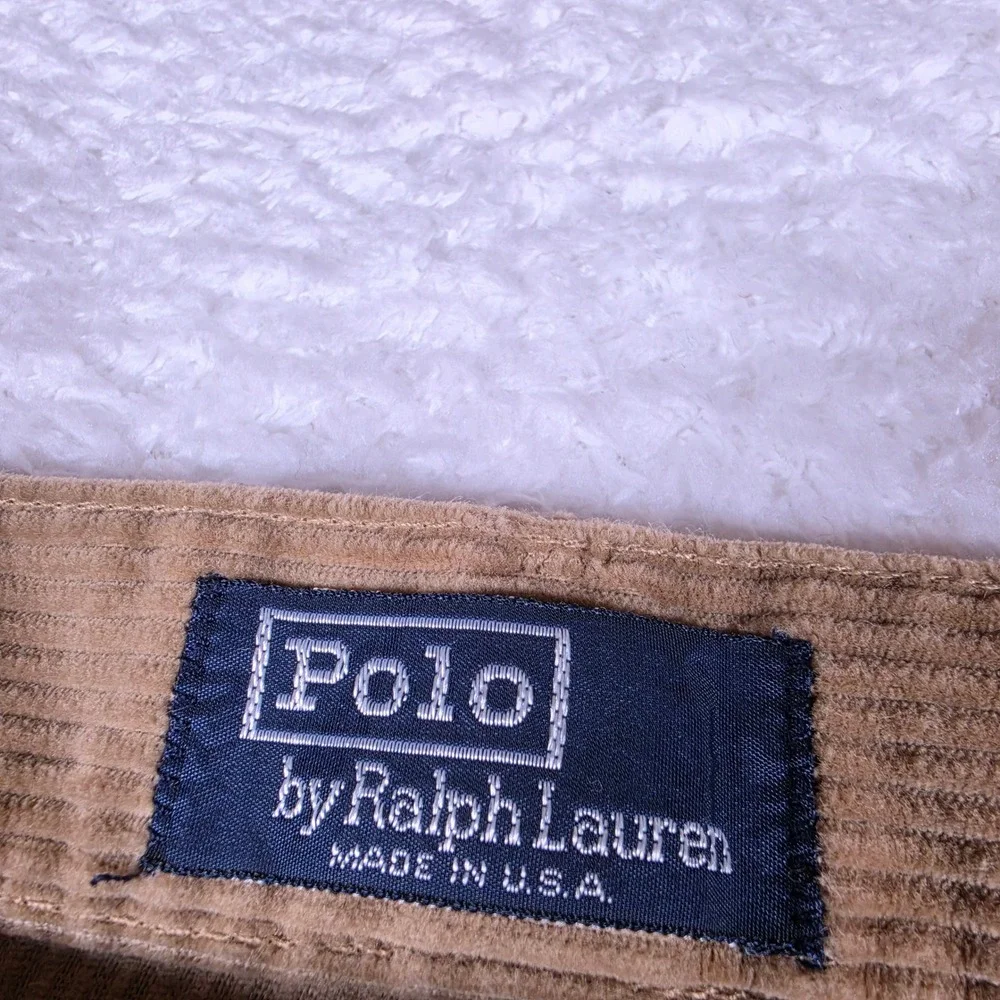 Vintage Polo Ralph Lauren Andrew Cords Mens 35/32 Pleated Wide-Wale Corduroy